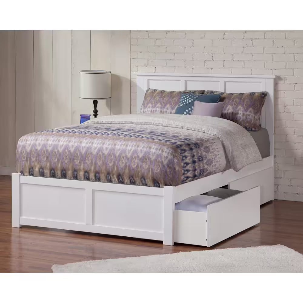 Madison Full Platform Bed with Flat Panel Foot Board and 2-Urban Bed Drawers in Espresso
