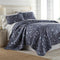 Oversized Queen Size Quilt Bedding Set, All Season Lightweight Bedspread, Boho Coverlet Full Size, Floral Bedding 3-Piece Set with Two Matching Shams, Full/Queen, Blue