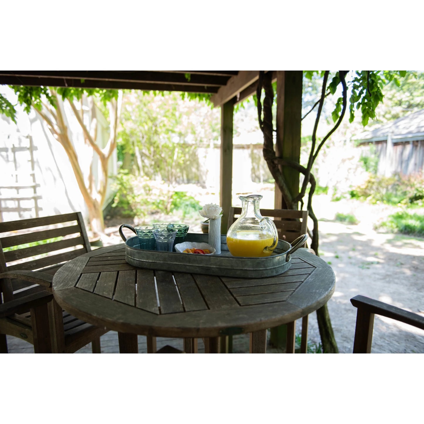 Oval Galvanized Metal Tray with Handles