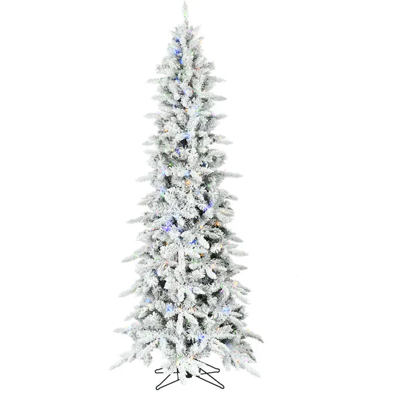 9-Ft Mountain Pine Pre-Lit Flocked White Artificial Christmas Tree with Color Changing LED Lights