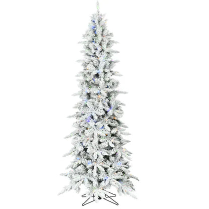 9-Ft Mountain Pine Pre-Lit Flocked White Artificial Christmas Tree with Color Changing LED Lights
