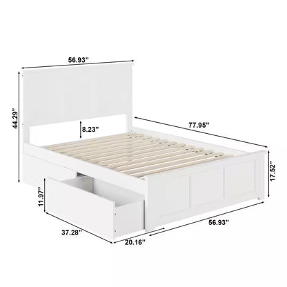 Madison White Full Platform Bed with Matching Foot Board with 2-Urban Bed Drawers