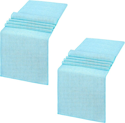 Burlap Table Runner Baby Blue Party Table Runners 2 Pack 13X84 Inch Farmhouse Spring Table Linen for Family Dining Ceremony Table Decoration