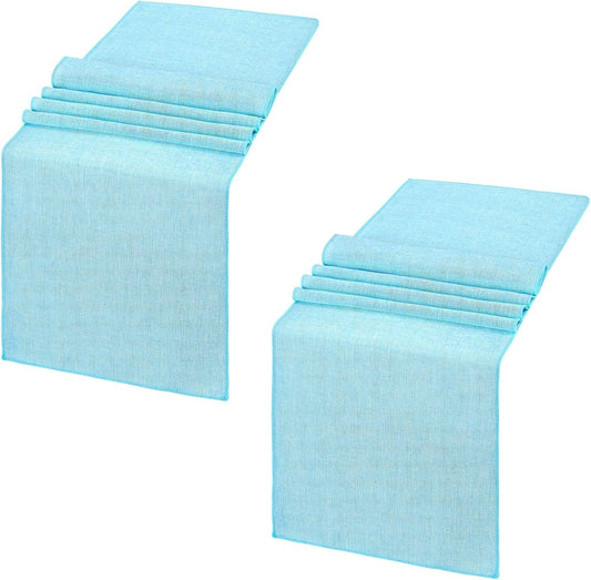 Burlap Table Runner Baby Blue Party Table Runners 2 Pack 13X84 Inch Farmhouse Spring Table Linen for Family Dining Ceremony Table Decoration