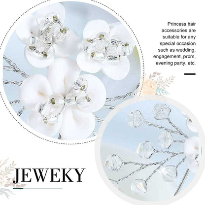 Wedding Flowers Hair Clips Silver Bride Hair Pins Floral Hair Accessories for Women