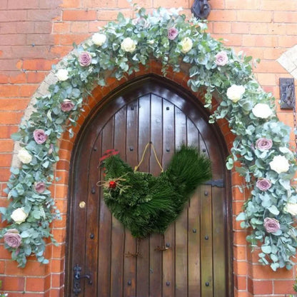 Christmas Chicken Wreath Green Artificial Plants Rooster Wreath for Front Door Christmas Farmhouse Garden Decorations