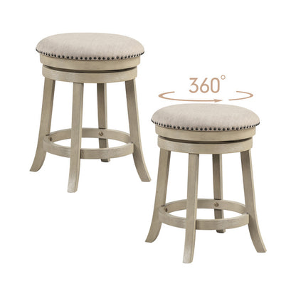 24/26.5 Inches Swivel Bar Stools Set of 2 Wth Wooden Frame