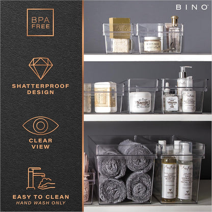 | Plastic Storage Bins, Small | the HANDLER COLLECTION | Multipurpose Organizer Bins | Kitchen Pantry Organizers and Storage | Clear Containers for Organizing Home | Freezer Organizer