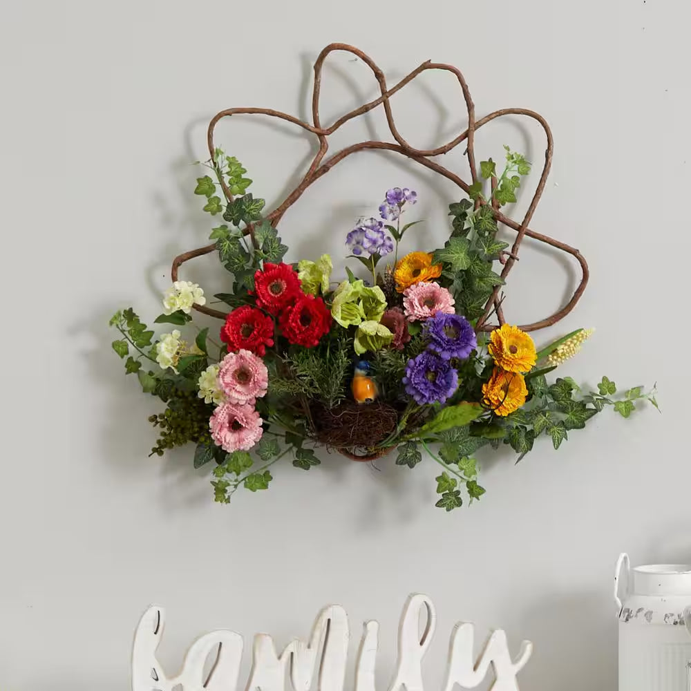 22 In. Artificial Spring Floral Wreath