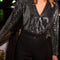 Sequin Surplice Long Sleeve Bodysuit