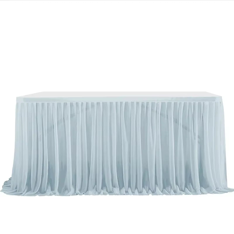 6/9FT Party Table Skirt Birthday Pleated Dessert Tablecloth Cover Wedding Festive Table Skirting Baby Shower Home Table Decor