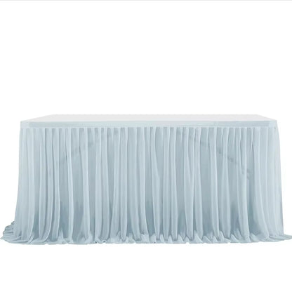 6/9FT Party Table Skirt Birthday Pleated Dessert Tablecloth Cover Wedding Festive Table Skirting Baby Shower Home Table Decor