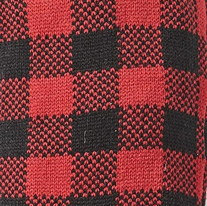 Knit Christmas Stockings - Buffalo Checker Farmhouse Holiday Decor - Red/Black