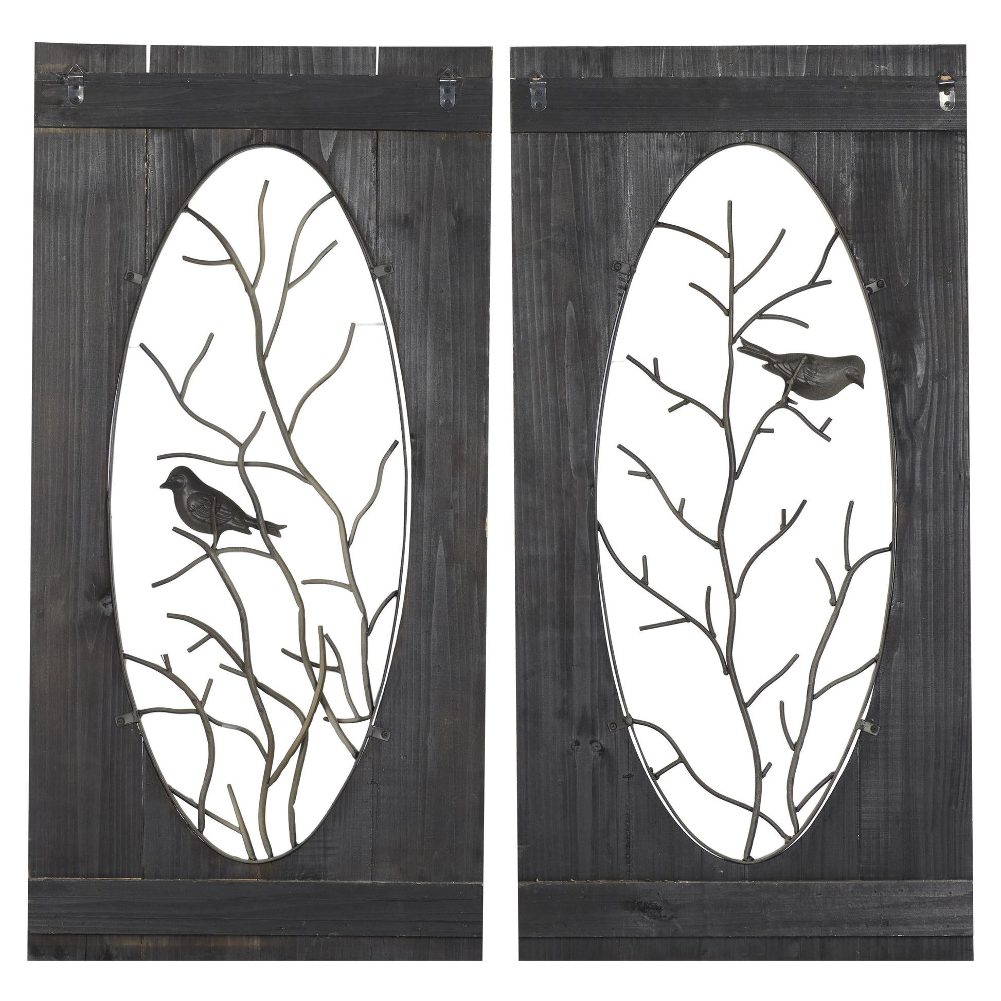 Brown Wood Bird Wall Decor with Tree Branches (2 Count)