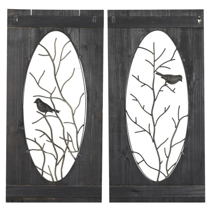 Brown Wood Bird Wall Decor with Tree Branches (2 Count)