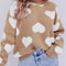 Heart Round Neck Long Sleeve Sweater