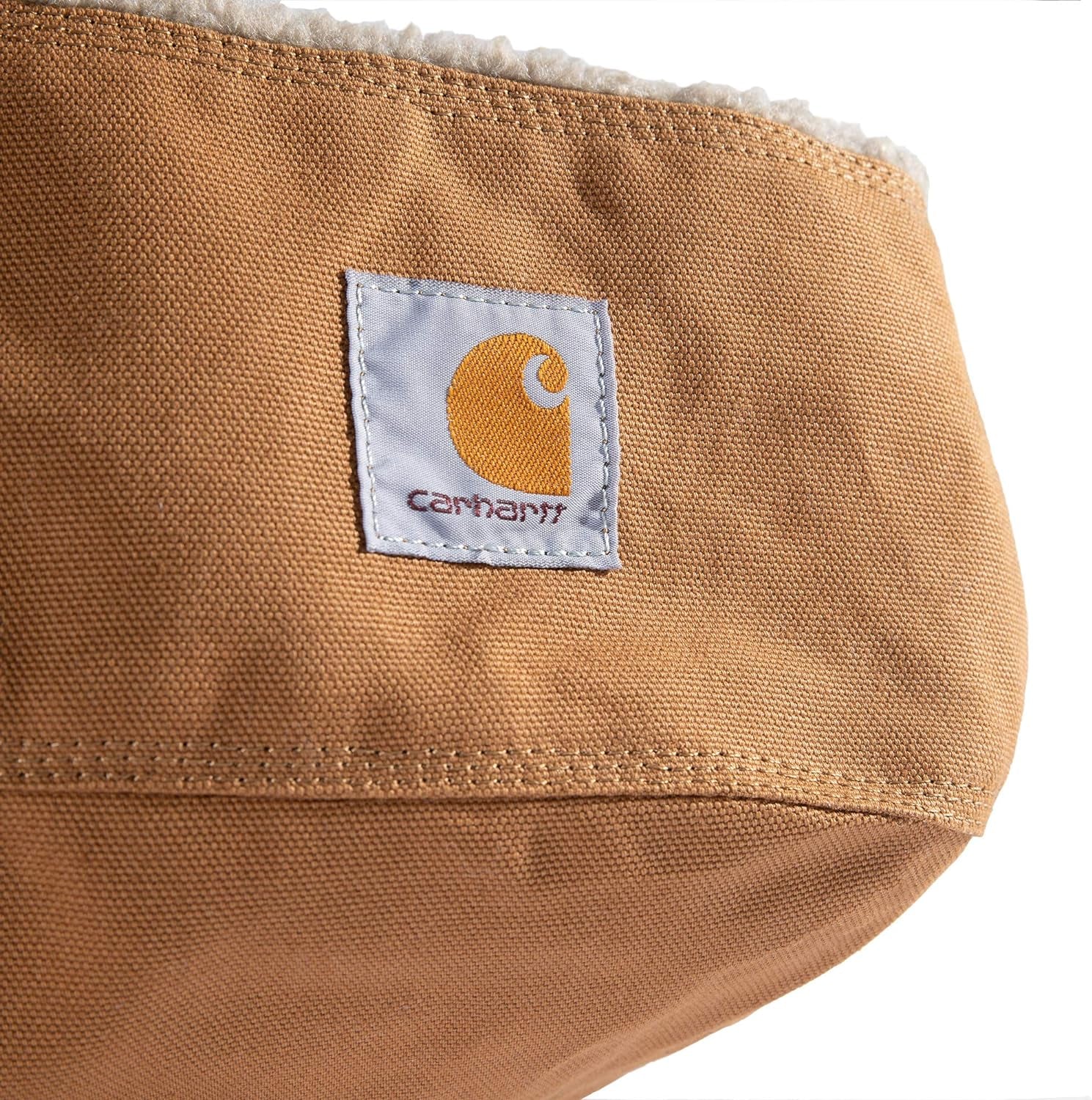 Firm Duck Dog Bed, Durable Canvas Pet Bed with Water-Repellent Shell,  Brown with Sherpa Top, Large