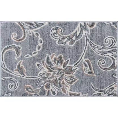 Madison Floral Gray 6 Ft. round Indoor Area Rug