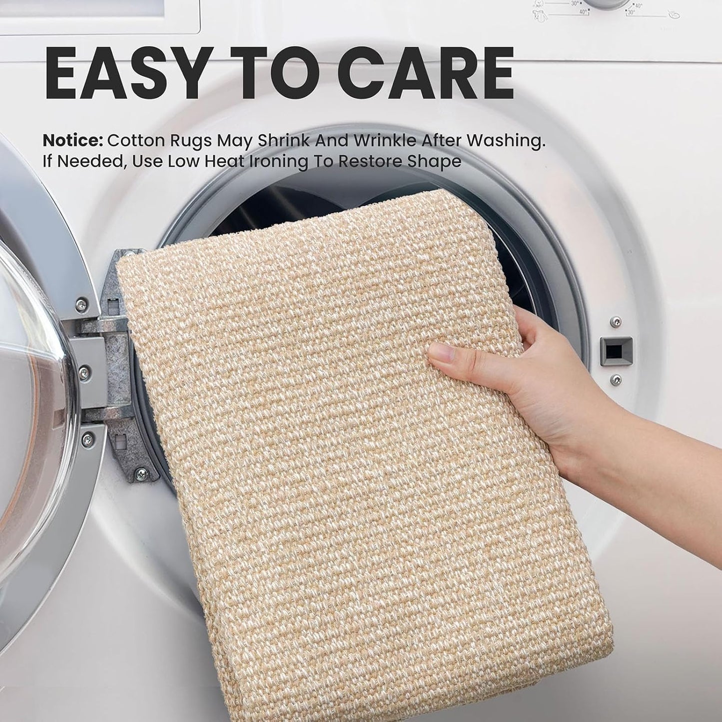 Washable Runner Rug 2X6 Ft Non Slip Runners for Hallways Cotton Rubber Backed Kitchen Runner Braided Indoor Floor Carpet Runners for Entryway, Hallway, Kitchen, Bedroom, Beige/White