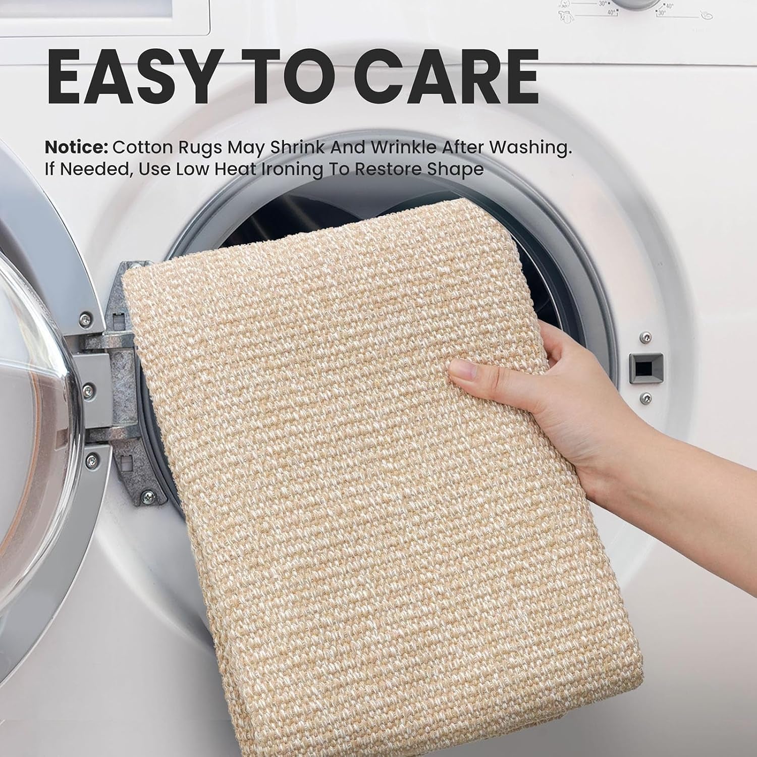 Washable Runner Rug 2X6 Ft Non Slip Runners for Hallways Cotton Rubber Backed Kitchen Runner Braided Indoor Floor Carpet Runners for Entryway, Hallway, Kitchen, Bedroom, Beige/White