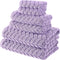 Turkish Bath Towels, Soft Plush Jacquard Luxury Bath Towels, Quick Dry Towel Set (Lavender, 6 Pcs Towel Set)
