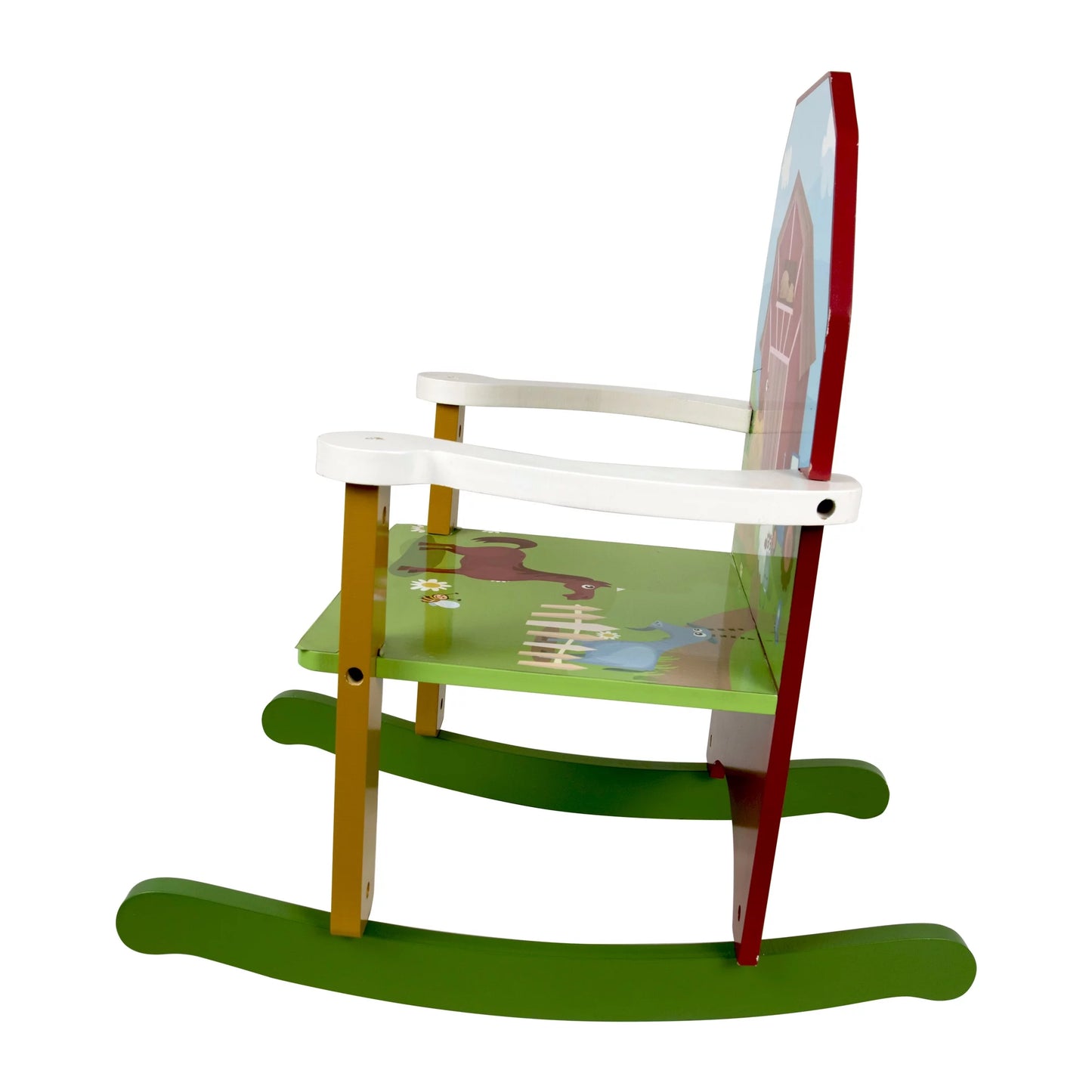 Wood Farm Themed Rocking Chair - Multi Color, Painted Finish. for Ages 1 to 5 Years
