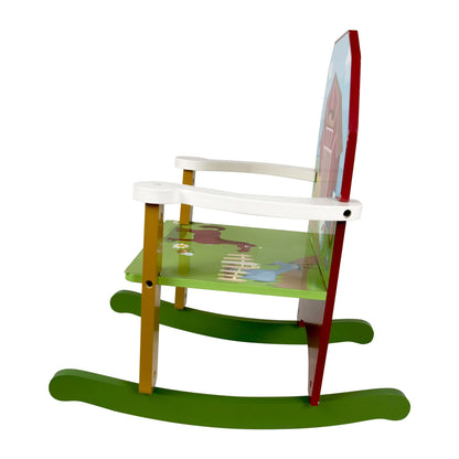 Wood Farm Themed Rocking Chair - Multi Color, Painted Finish. for Ages 1 to 5 Years