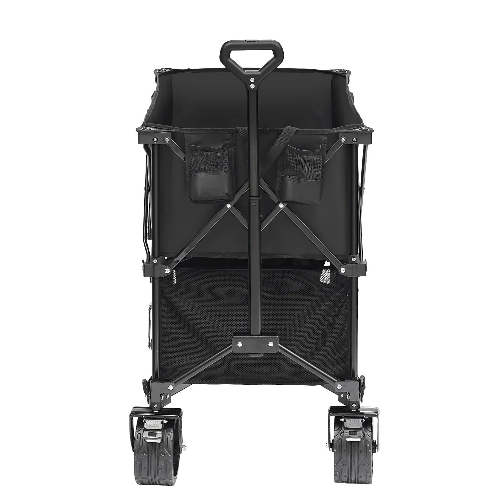 VEVOR Foldable Double Decker Wagon, 400L Collapsible Wagon Cart with All-Terrain Wheels, Heavy Duty Folding Wagon Cart 450 Lbs Weight Capacity for Camping, Shopping, Garden, 52 Extra Long Extender
