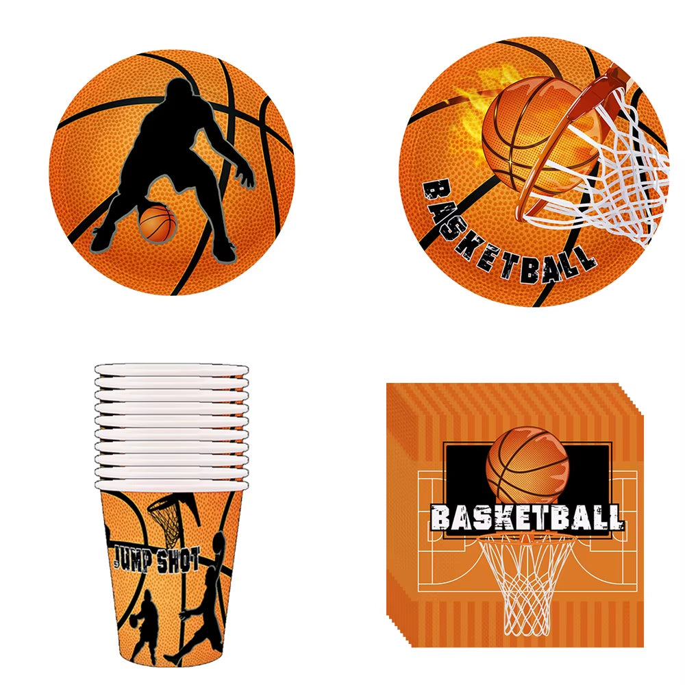Basketball Theme Birthday Decorations Party Disposable Tableware Paper Napkins Cups Plates Tablecloths Straw