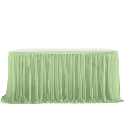 6/9FT Party Table Skirt Birthday Pleated Dessert Tablecloth Cover Wedding Festive Table Skirting Baby Shower Home Table Decor