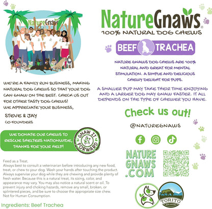 Beef Trachea Chews for Dogs 3" (12 Count) - Long Lasting Natural Crunchy Dog Chew Bones - Rawhide Free