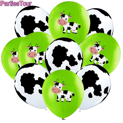 10Pcs Black White Animal Cow Latex Balloons Cow Helium Ballons Baby Shower Cow Birthday Party Decor Farm Animals Theme Balloons