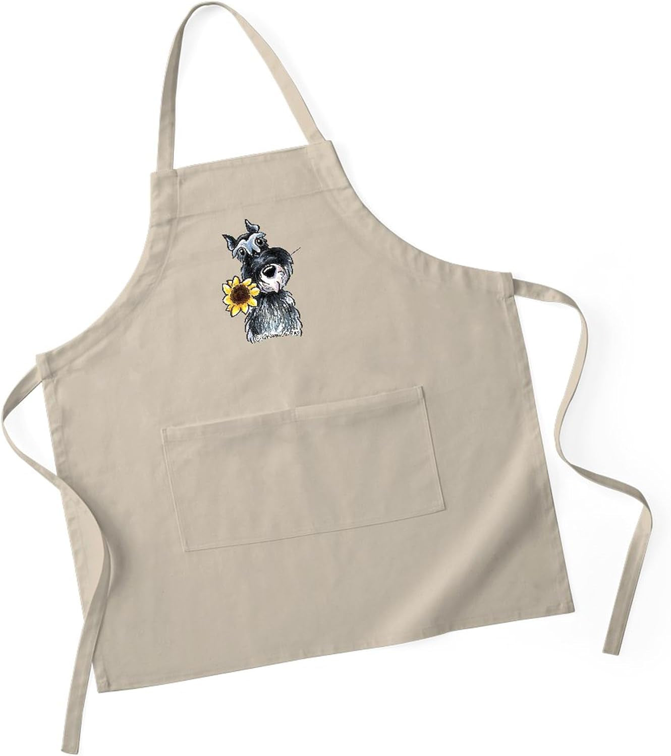 Sunflower Schnauzer Kitchen Apron with Pockets, Grilling Apron, Baking Apron
