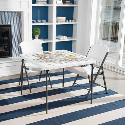 37 Inch Square Folding Table, Indoor/Outdoor Commercial Grade, White Granite (80783)