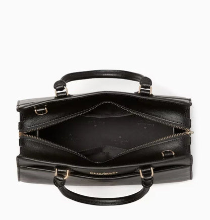 Kate Spade Madison Medium Top Zip Satchel Crossbody Black Saffiano Leather