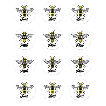 24/48Pcs Bee Kind Bee Happy Stickers for Wedding Birthday Party Baby Shower Decor Cute Animal Bee Stickers Kids Toy Gift