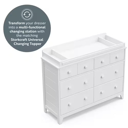 Moss 6-Drawer White Dresser