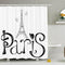 Paris Shower Curtain, Illustration with Eiffel Tower France Heart Shapes Silhouette Vacation Theme Art, Cloth Fabric Bathroom Decor Set with Hooks, 69" W X 75" L, White Black