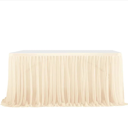 6/9FT Party Table Skirt Birthday Pleated Dessert Tablecloth Cover Wedding Festive Table Skirting Baby Shower Home Table Decor