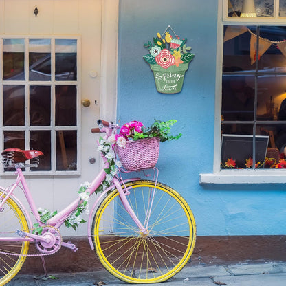 Hello Spring Decorations for Home Spring Welcome Wreaths Sign for Front Door for Home Hanging Sign(Spring on the Farm Style)