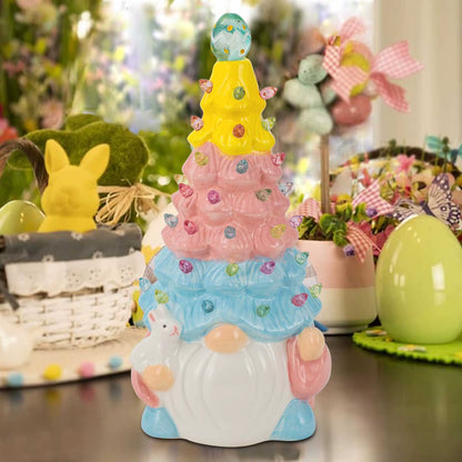 Easter Gnome Decoration LED Light Spring Bunny Collection Figurine Ceramic Faceless Doll Holiday Decor Home Indoor Tables Decor