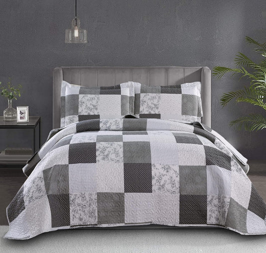 Quilt Set King Floral Bedspread Coverlet Plaid Patchwork Quilt Bedding Morden Lightweight Bedspread Reversible Home Quilts Grey Paisley Floral Quilt Bedspread Black White Plaid Quilt