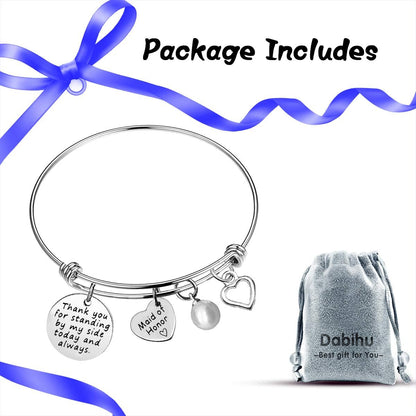 Bridesmaid Gifts Thank You for Standing by My Side Bangle Maid of Honor Adjustable Bracelet Gift Wedding Gift for Best Friends Sister Thank You Gift Bridesmaids Gifts from Bride Bridesmaid Bracelets