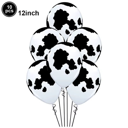 10Pcs Black White Animal Cow Latex Balloons Cow Helium Ballons Baby Shower Cow Birthday Party Decor Farm Animals Theme Balloons