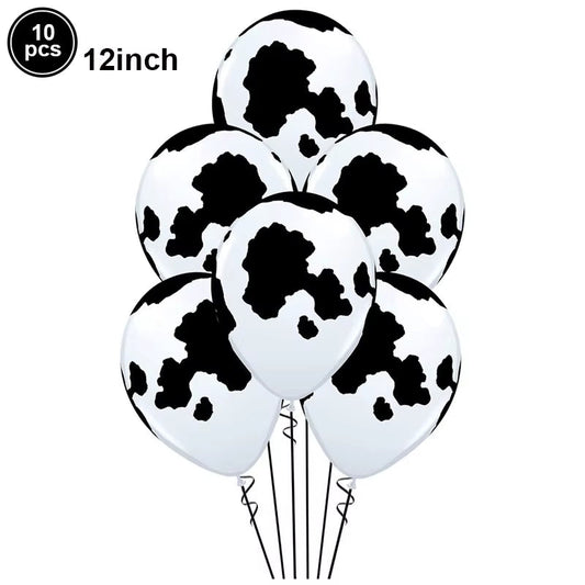 10Pcs Black White Animal Cow Latex Balloons Cow Helium Ballons Baby Shower Cow Birthday Party Decor Farm Animals Theme Balloons