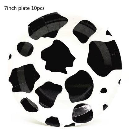 Farm Cow Theme Birthday Party Animal Party Cow Decoration Disposable Cups Plates Flags Tablecloth Baby Shower Balloon Decoration