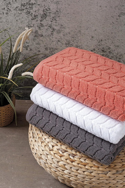 100% Turkish Cotton Jacquard Luxury Towel Set – Quick Dry Non-Gmo Ultra-Soft, Plush and Absorbent Luxury Durable Turkish Towels Set (Charcoal, 6 Pcs Towel Set)