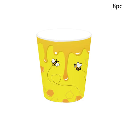 Honey Bee Sunflower Theme Disposable Tableware Yellow Bee Honey Plates Napkins Cups Kids Happy Bee Birthday Party Supplies