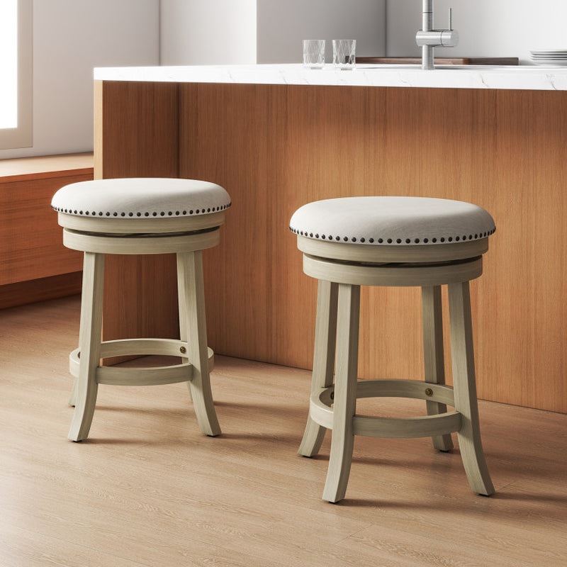 24/26.5 Inches Swivel Bar Stools Set of 2 Wth Wooden Frame