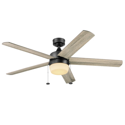 52" Pearce Modern Black Indoor Ceiling Fan with Light, Adjustable Color Temperature & Reverse Airflow